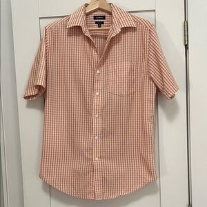 croft & barrow Orange and White Plaid Short-Sleeve Button-Down Shirt